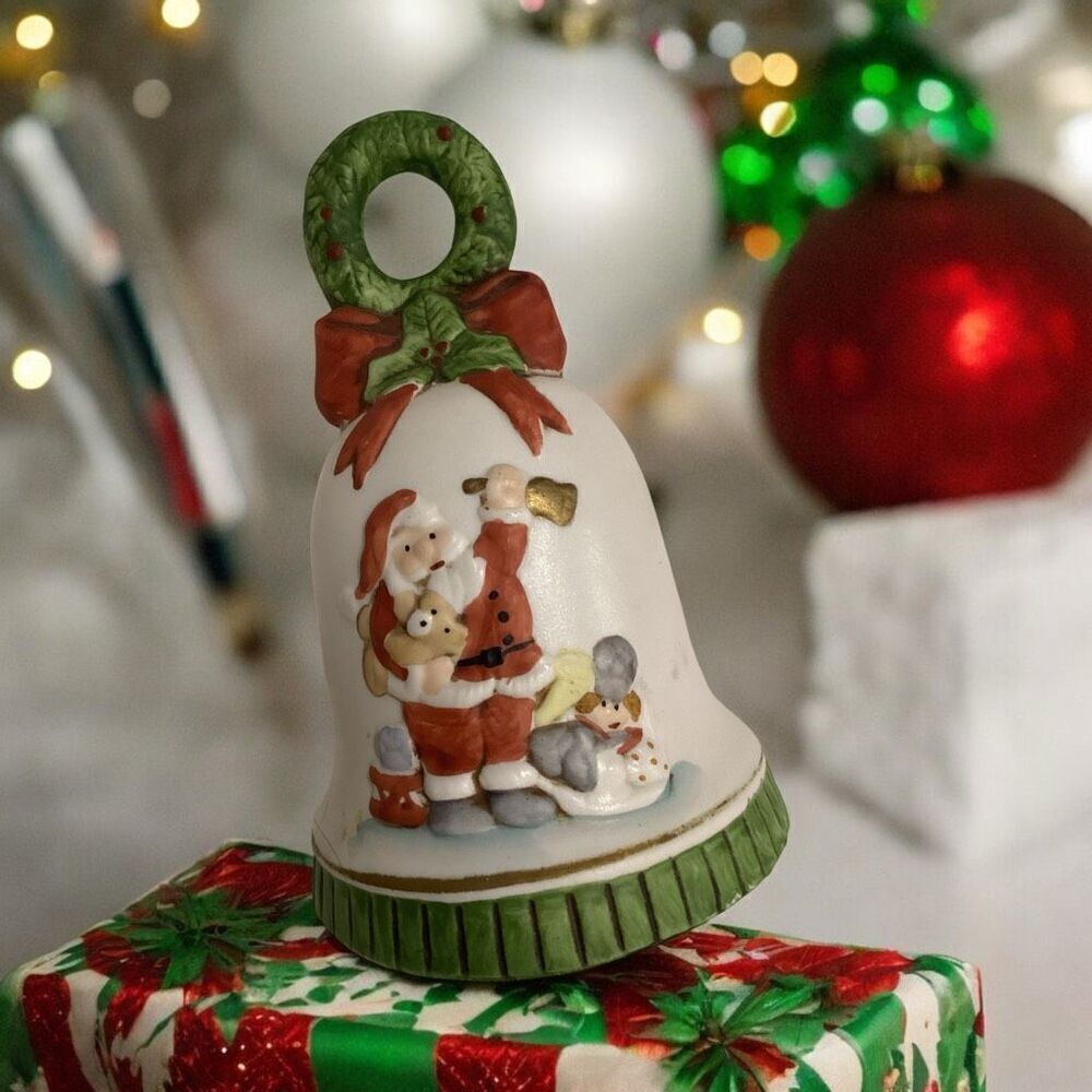 Vintage 1970s Enesco Wind Up Musical Box Christmas Bell